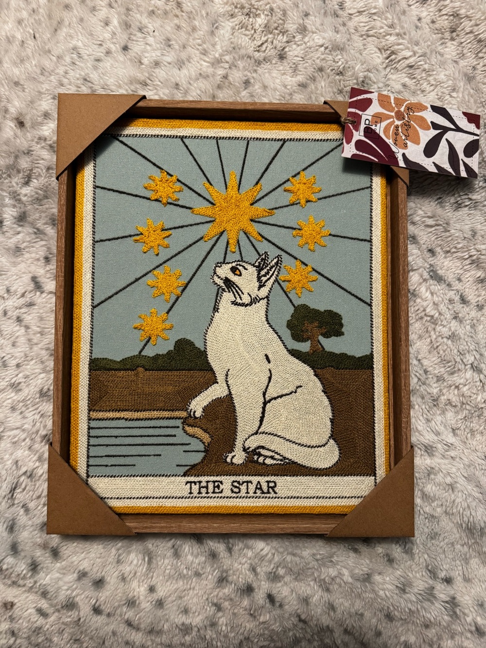 Embroidered 'The Star' Cat Tarot Wall Art - BO Home